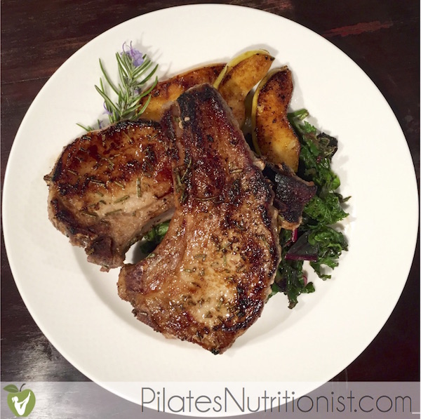 Rosemary Pork Chops (with Sauteed Kale and Apples)