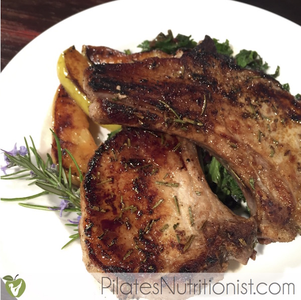 Rosemary Pork Chops (with Sauteed Kale and Apples)